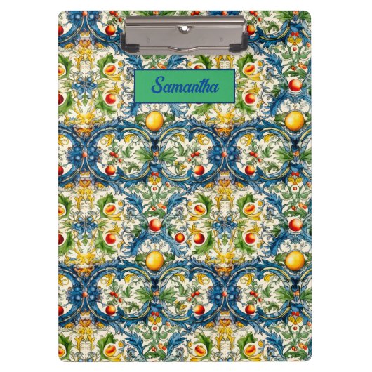 Siciliaanse mediterrane citrusblauwe tegels klembord (Voorkant)