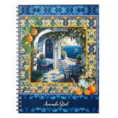 Siciliaanse mediterrane citrusblauwe tegels notitieboek (Voorkant)