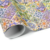 Siciliaanse mediterrane groene tegels cadeaupapier (Rol Hoek)