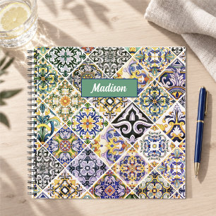 Siciliaanse mediterrane groene tegels majolica notitieboek