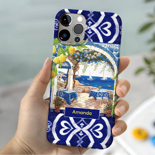 Siciliaanse mediterrane majolica citrus blauwe teg iPhone 15 case