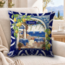 Siciliaanse mediterrane majolica citrus blauwe teg