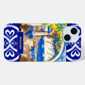 Siciliaanse mediterrane majolica citrusblauwe tege Case-Mate iPhone case (Achterkant (horizontaal))