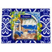 Siciliaanse mediterrane majolica citrusblauwe tege groot cadeauzakje