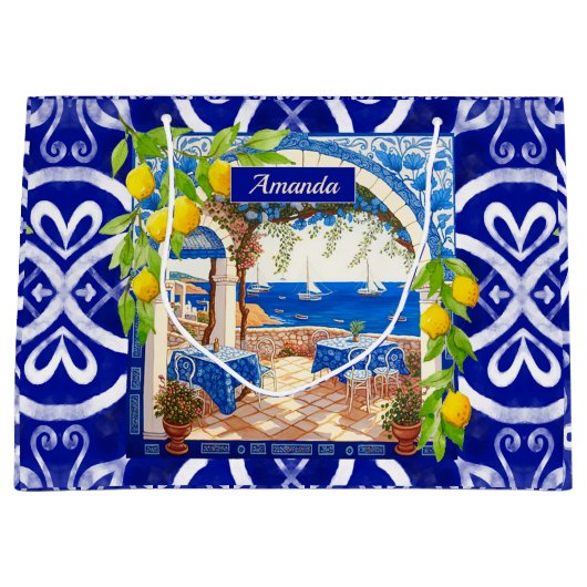 Siciliaanse mediterrane majolica citrusblauwe tege groot cadeauzakje