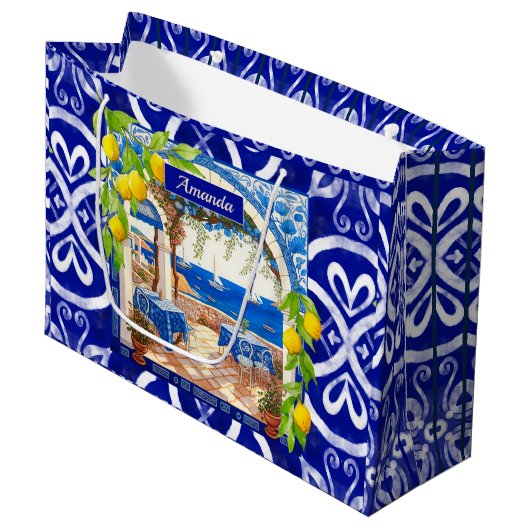 Siciliaanse mediterrane majolica citrusblauwe tege groot cadeauzakje
