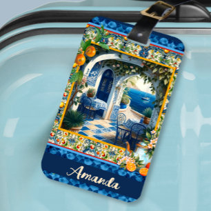 Siciliaanse mediterrane sinaasappels majolica bagagelabel
