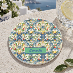 Siciliaanse mediterrane sinaasappels majolica blau zandsteen onderzetter