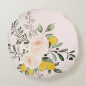 Siciliaanse Olive Branch Lemon Rozen Lion Baby Gir Rond Kussen (Achterkant)