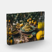 Siciliaanse Pistachio Pesto Spaghetti in de boomga Fotoblokken (Links)