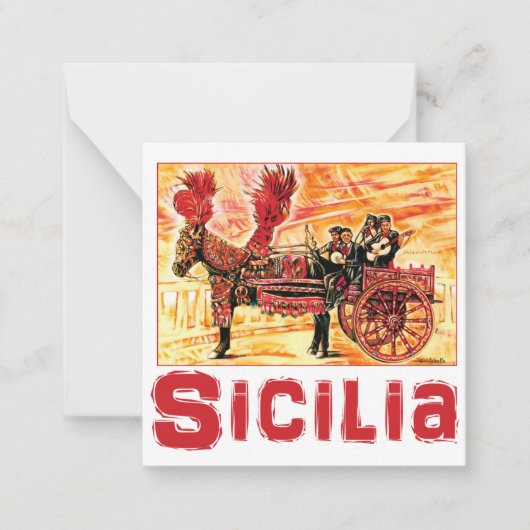 Siciliaanse reisposter Flat Notecard - Sicilië Win Notitiekaartje (Voorkant)