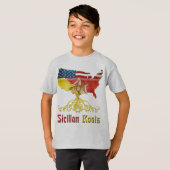 Siciliaanse roots Amerikaanse vlag erfgoed T-shirt (Voorkant volledig)