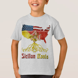 Siciliaanse roots Amerikaanse vlag erfgoed T-shirt