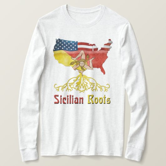 Siciliaanse roots Amerikaanse vlag erfgoed T-shirt (Design voorkant)