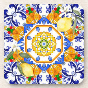 Siciliaanse stijl, citroenen, majolica bier onderzetter