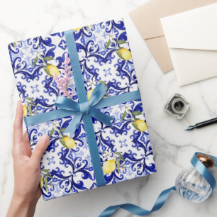 Siciliaanse stijl, citroenen, majolica cadeaupapier