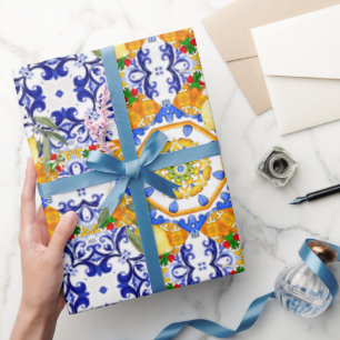 Siciliaanse stijl, citroenen, majolica cadeaupapier