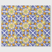 Siciliaanse stijl, citroenen, majolica cadeaupapier (Vlak)