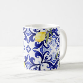 Siciliaanse stijl, citroenen, majolica koffiemok