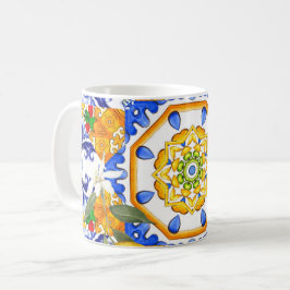 Siciliaanse stijl, citroenen, majolica koffiemok
