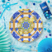 Siciliaanse stijl, citroenen, majolica papieren bordje (Feest)