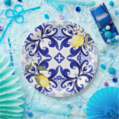 Siciliaanse stijl, citroenen, majolica papieren bordje (Feest)