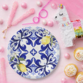 Siciliaanse stijl, citroenen, majolica papieren bordje (Feest)