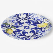 Siciliaanse stijl, citroenen, majolica papieren bordje (Gekanteld)