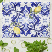 Siciliaanse stijl, citroenen, majolica theedoek (Gevouwen)