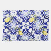 Siciliaanse stijl, citroenen, majolica theedoek (Horizontaal)