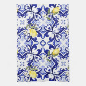 Siciliaanse stijl, citroenen, majolica theedoek (Verticaal)