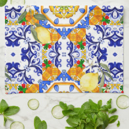 Siciliaanse stijl,citroenen,majolica  theedoek