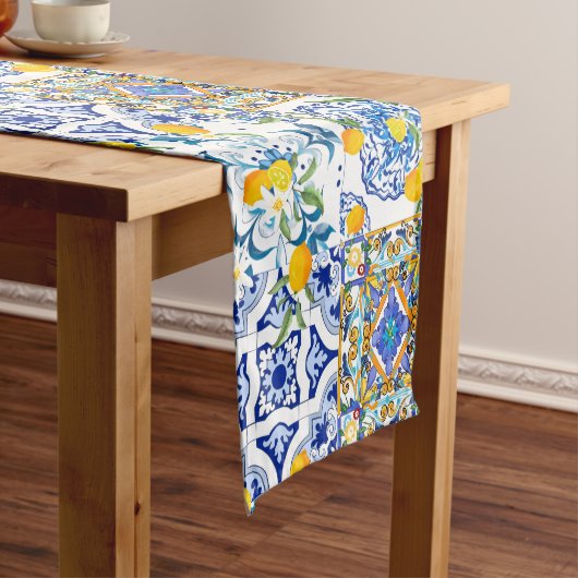 Siciliaanse stijl,majolica,citroenen korte tafelloper (Voorbeeld)