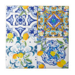 Siciliaanse stijl,majolica,citroenen tegeltje<br><div class="desc">Siciliaans stijlpatroon</div>