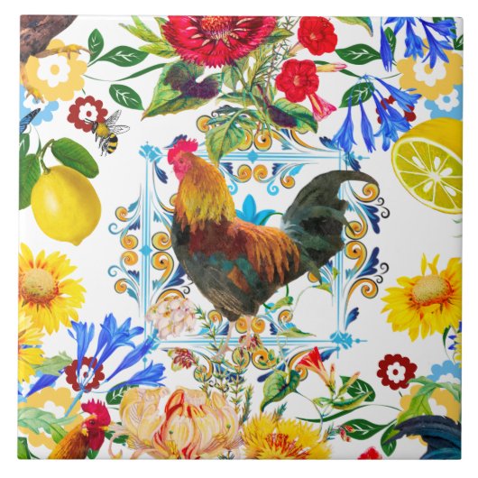 Siciliaanse stijl,majolica,citroenen tegeltje (Voorkant)