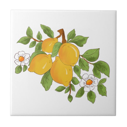 Siciliaanse stijl,majolica,citroenen tegeltje (Voorkant)