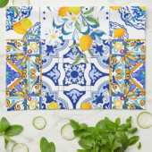 Siciliaanse stijl,majolica,citroenen theedoek (Gevouwen)