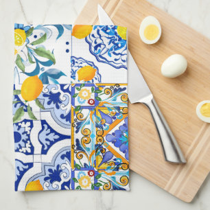 Siciliaanse stijl,majolica,citroenen theedoek