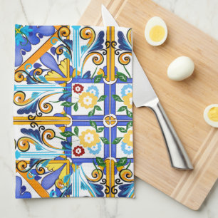 Siciliaanse stijl,majolica,citroenen theedoek