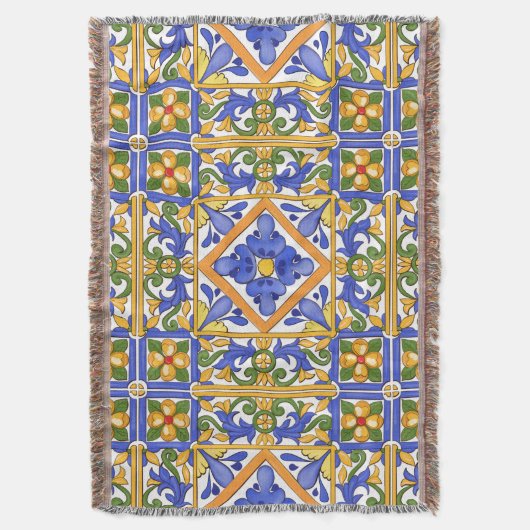 Siciliaanse stijl, majolica, zomer, kleurrijk patr deken (Voorkant Verticaal)