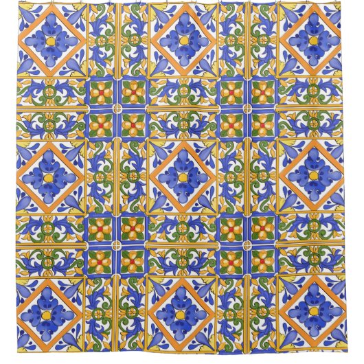 Siciliaanse stijl, majolica, zomer, kleurrijk patr douchegordijn (Voorkant)