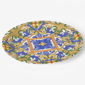 Siciliaanse stijl, majolica, zomer, kleurrijk patr papieren bordje (Gekanteld)