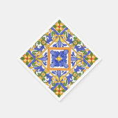 Siciliaanse stijl, majolica, zomer, kleurrijk patr servet (Hoek)