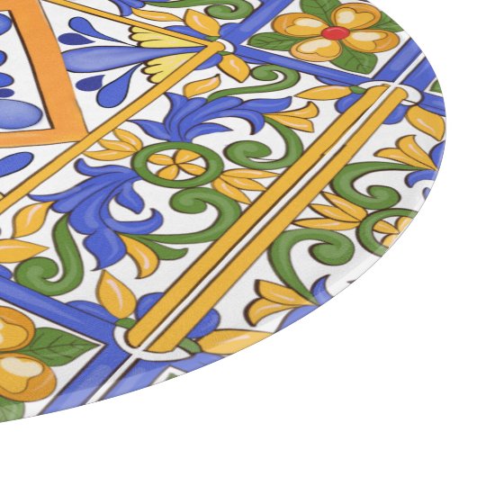Siciliaanse stijl, majolica, zomer, kleurrijk patr snijplank (Hoek)