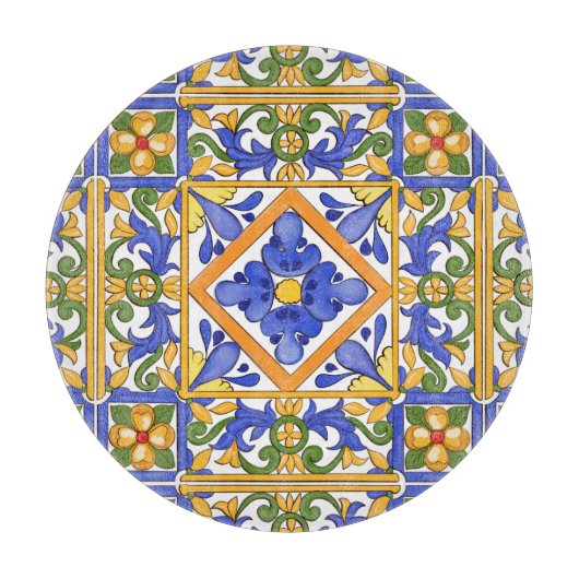 Siciliaanse stijl, majolica, zomer, kleurrijk patr snijplank (Voorkant)