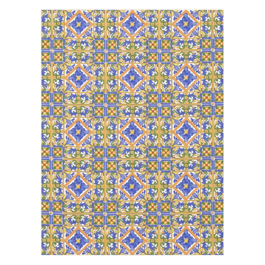 Siciliaanse stijl, majolica, zomer, kleurrijk patr tafelkleed (Voorkant)