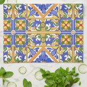 Siciliaanse stijl, majolica, zomer, kleurrijk patr theedoek (Gevouwen)