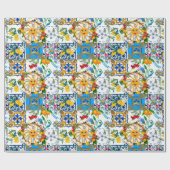 Siciliaanse stijl, zomerkunst, citroenen cadeaupapier (Vlak)