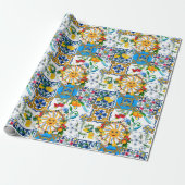 Siciliaanse stijl, zomerkunst, citroenen cadeaupapier (Uitgerold)