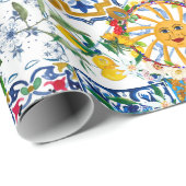 Siciliaanse stijl, zomerkunst, citroenen cadeaupapier (Rol Hoek)